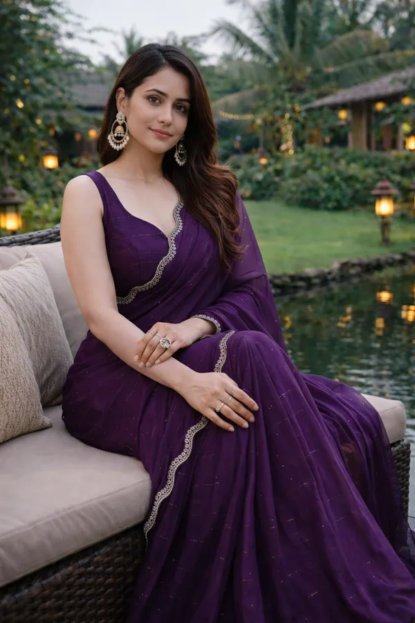 Wine_Sequin_Saree_With_Blouse_Piece_For_Women