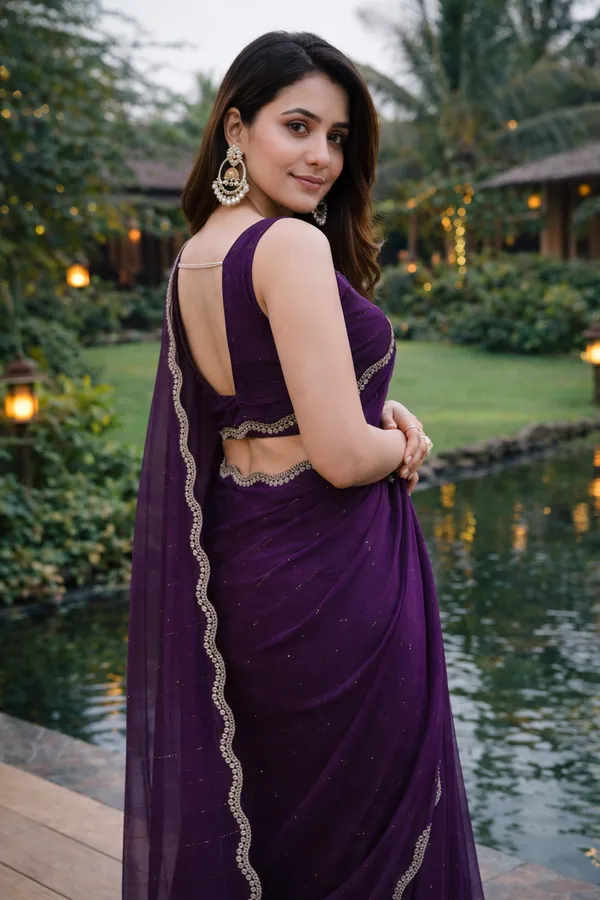Wine_Sequin_Saree_With_Blouse_Piece_For_Women