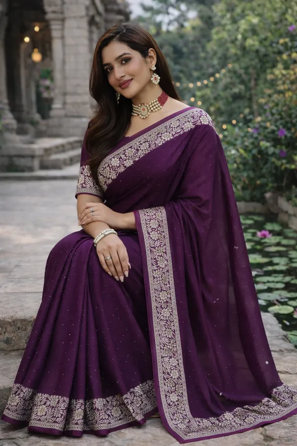 Purple_Satin_Zari_Embroidered_Stone_Work_Saree_For_Women