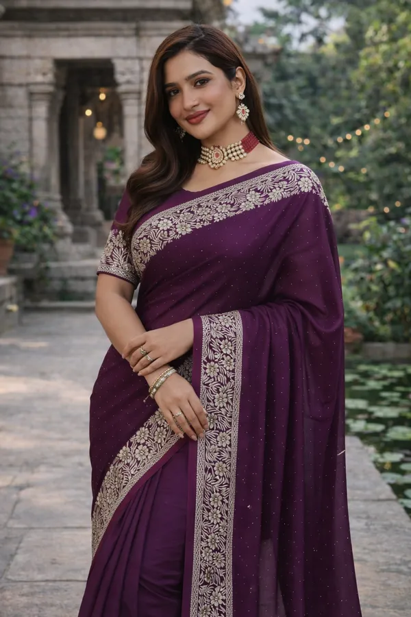 Purple_Satin_Zari_Embroidered_Stone_Work_Saree_For_Women
