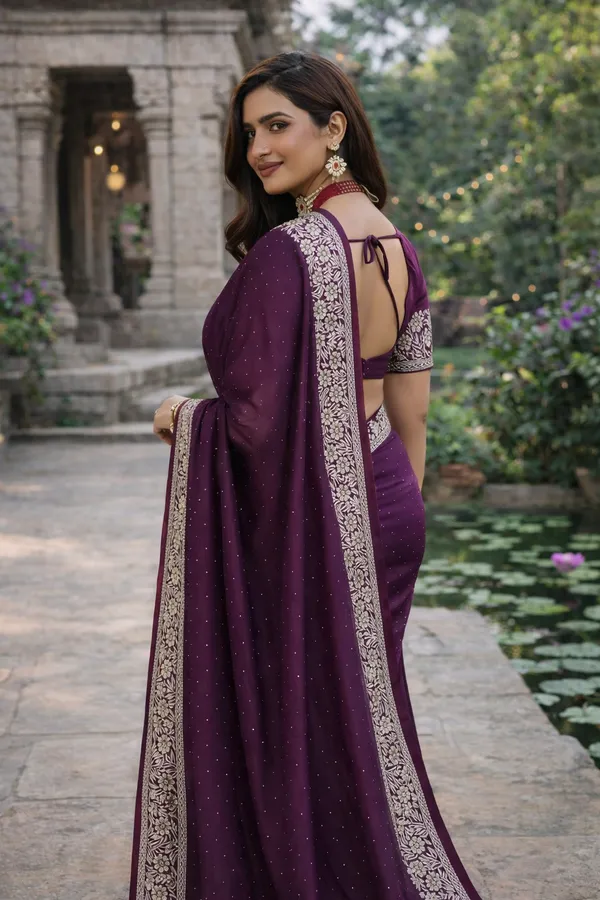 Purple_Satin_Zari_Embroidered_Stone_Work_Saree_For_Women