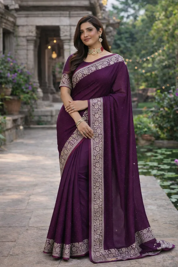 Purple_Satin_Zari_Embroidered_Stone_Work_Saree_For_Women