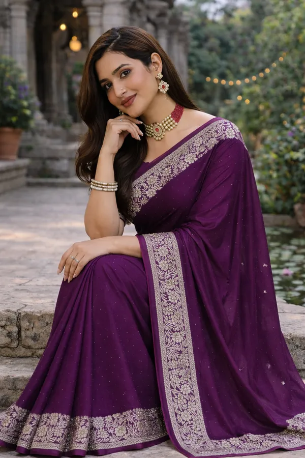 Purple_Satin_Zari_Embroidered_Stone_Work_Saree_For_Women