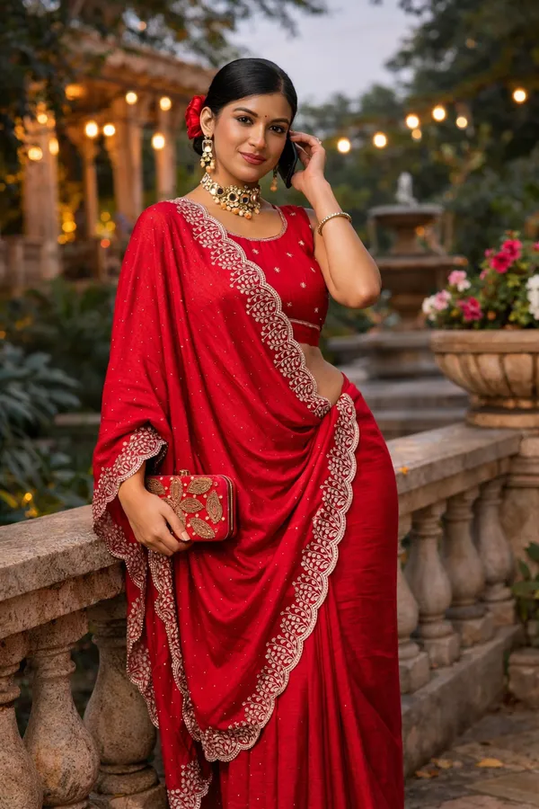 Cherry_Vichitra_Silk_Saree_With_Blouse_Piece_For_Women
