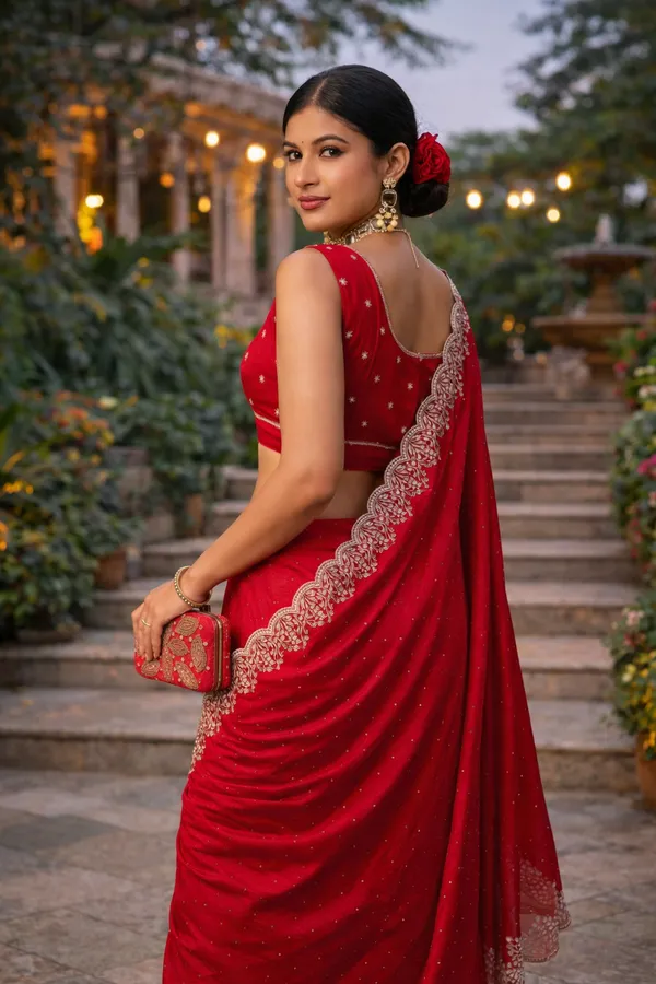 Cherry_Vichitra_Silk_Saree_With_Blouse_Piece_For_Women
