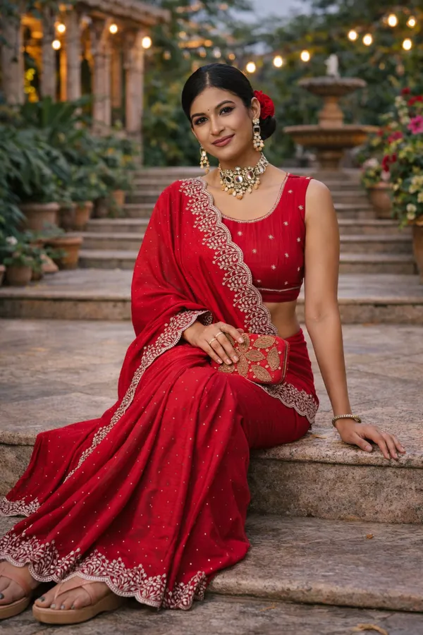 Cherry_Vichitra_Silk_Saree_With_Blouse_Piece_For_Women
