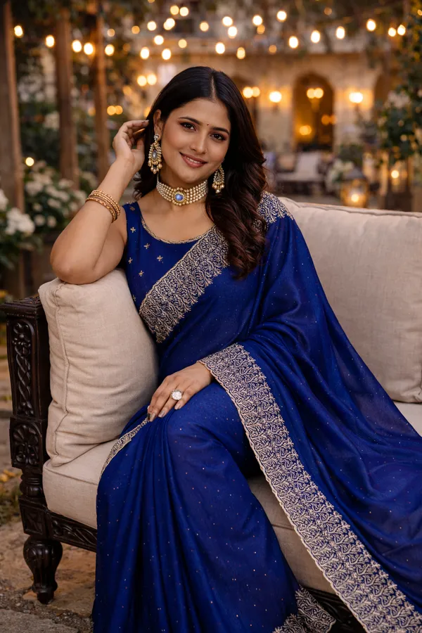 Navy_Blue_Vichitra_Silk_Saree_With_Blouse_Fabric_For_Women