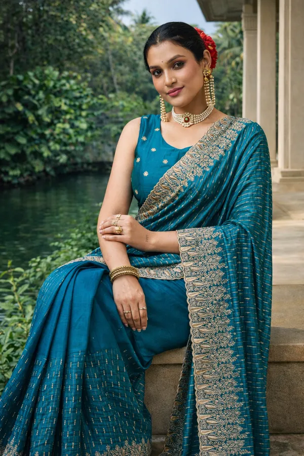 Rama_Vichitra_Silk_Saree_With_Blouse_Piece_For_Women