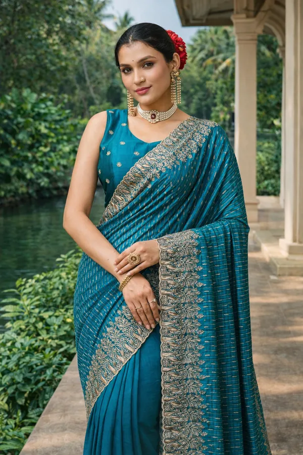 Rama_Vichitra_Silk_Saree_With_Blouse_Piece_For_Women