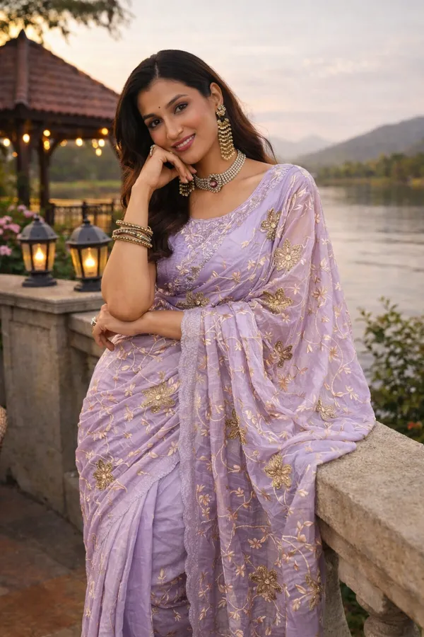 Light_Purple_Embroidered_Crush_Saree_With_Blouse_Piece_For_Women