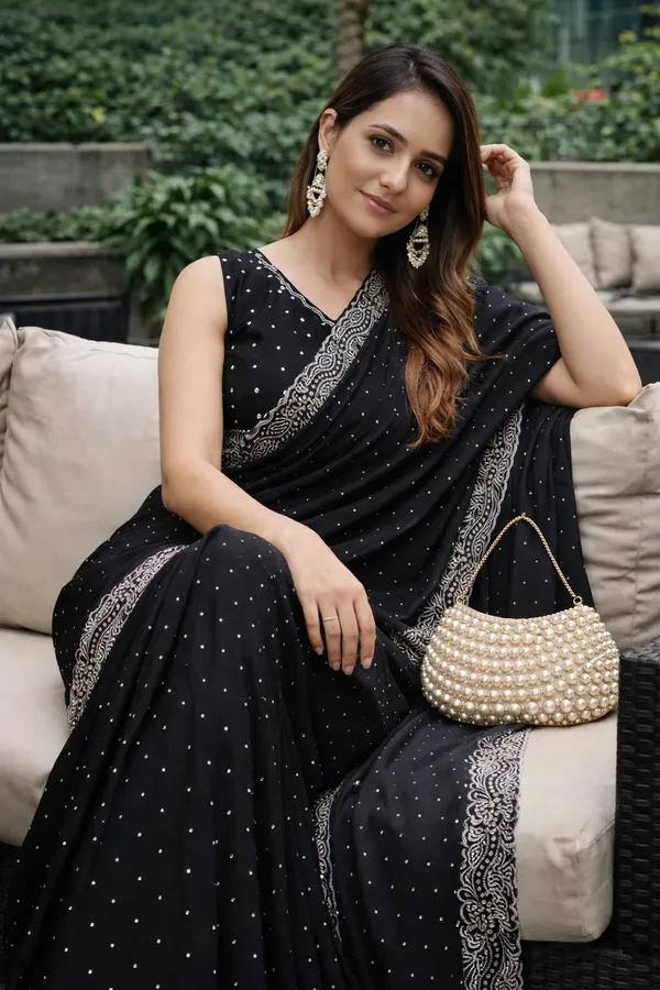 Black_Moose_Saree_With_Stone_Work_And_Blouse_Piece_For_Women