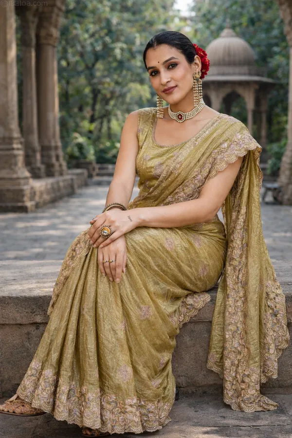Pista_Satin_Embroidered_Saree_With_Blouse_Piece_For_Women