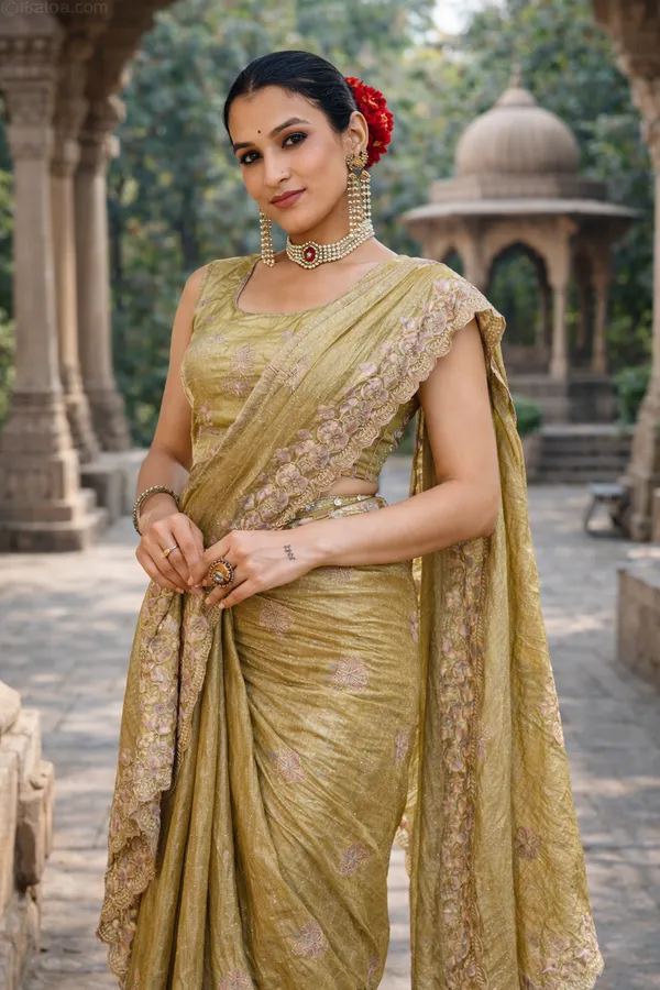 Pista_Satin_Embroidered_Saree_With_Blouse_Piece_For_Women