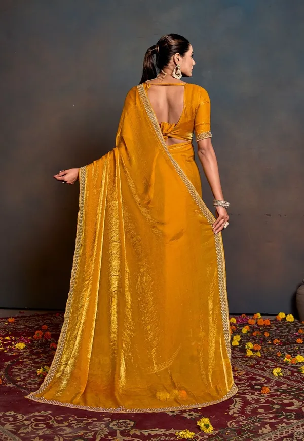 Yellow_Silk_Saree_With_Stone_Work_And_Unstitched_Blouse_For_Women