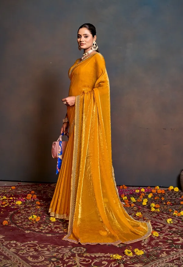 Yellow_Silk_Saree_With_Stone_Work_And_Unstitched_Blouse_For_Women