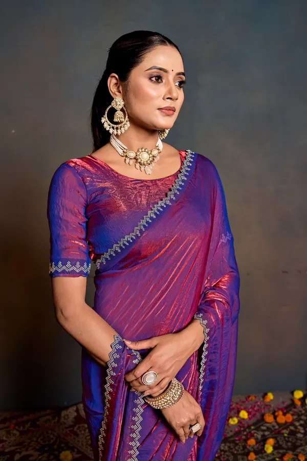 Purple_Silk_Saree_With_Stone_Work_And_Blouse_Piece_For_Women