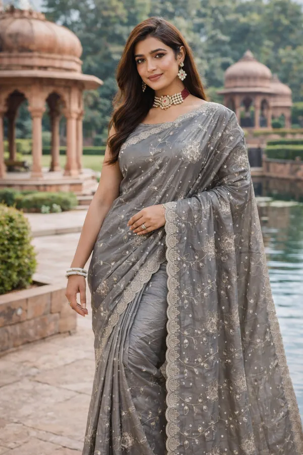 Grey_Zari_Embroidered_Stone_Work_Saree_For_Women