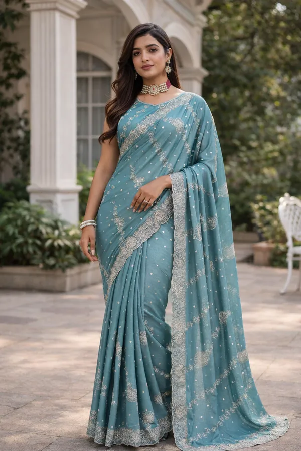 Rama_Embroidered_Stone_Work_Saree_For_Women