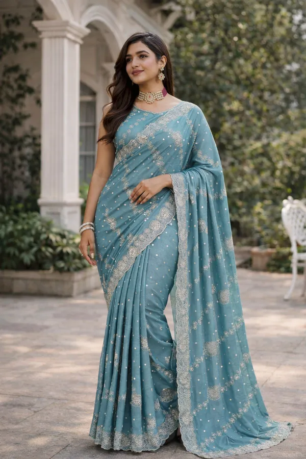 Rama_Embroidered_Stone_Work_Saree_For_Women