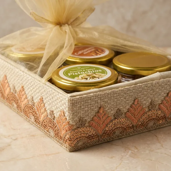 Gold_Ribbon_Organza_Bow_Festive_Gift_Box_And_Anjaneya_Foods_Golden_Raisins_Pet_Jar_Pack_Of_2