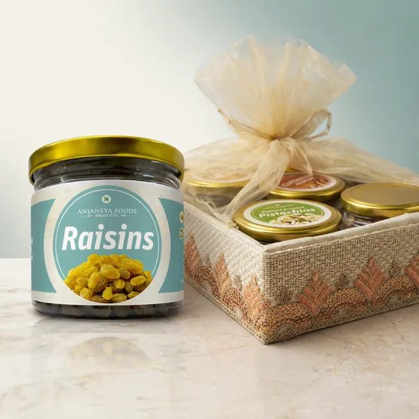 Gold_Ribbon_Organza_Bow_Festive_Gift_Box_And_Anjaneya_Foods_Golden_Raisins_Pet_Jar_Pack_Of_2