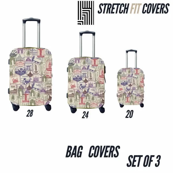 Green_Vintage_Travel_Stamps_Luggage_Cover_|_Set_Of_3_Pc