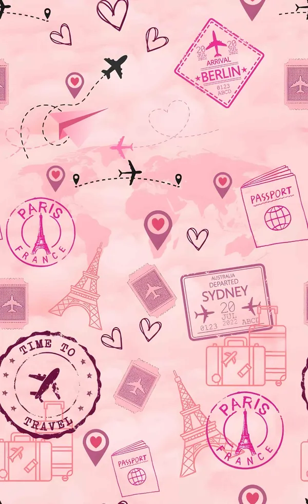 Pink_Travel_Themed_Stretch_Fit_Luggage_Cover_|_Set_Of_3_Pc