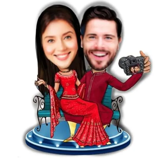 Multicolor_Premium_Personalized_Couple_Caricature_Wooden_Cutout_With_Stand