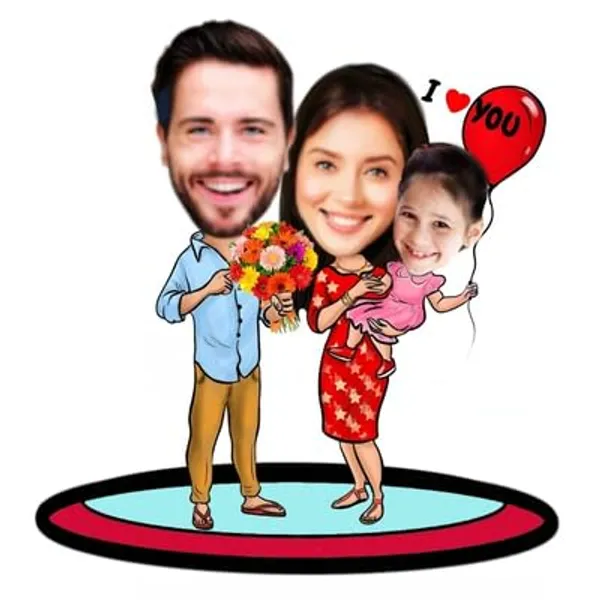 Multicolor_Premium_Personalized_Family_Caricature_Wooden_Cutout