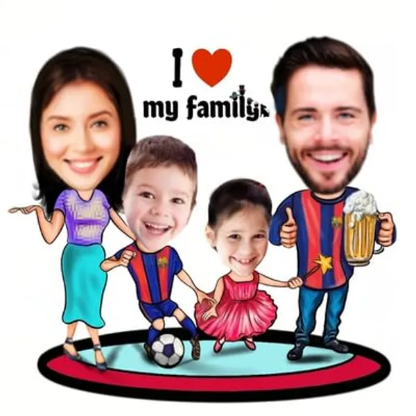 Multicolor_Premium_Family_Caricature_Wooden_Cutout