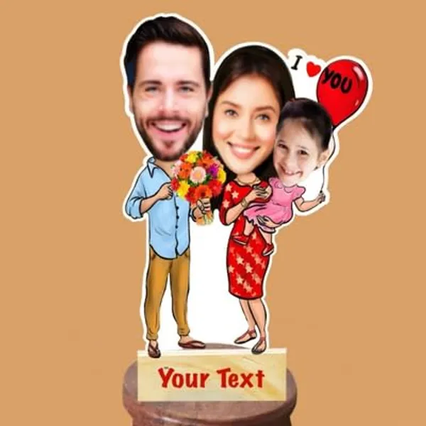 Multicolor_Premium_Personalized_Family_Caricature_Cutout_With_Wooden_Base