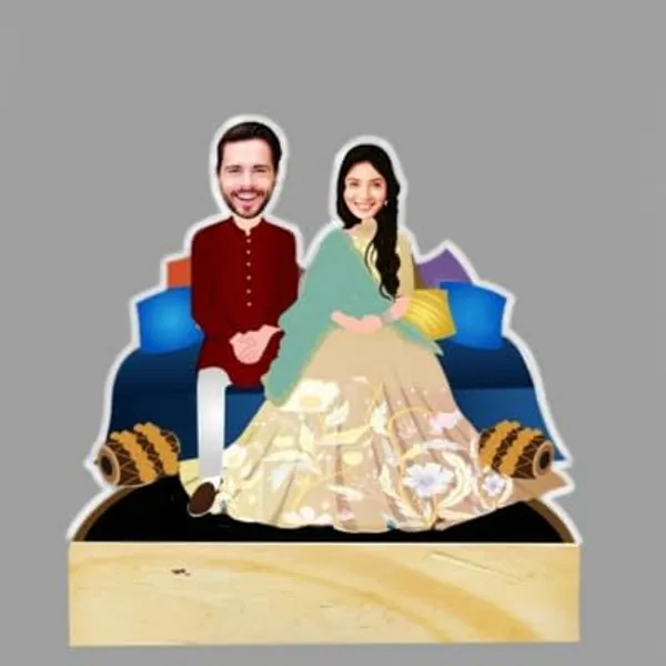 Multicolor_Premium_Personalized_Caricature_With_Wooden_Base