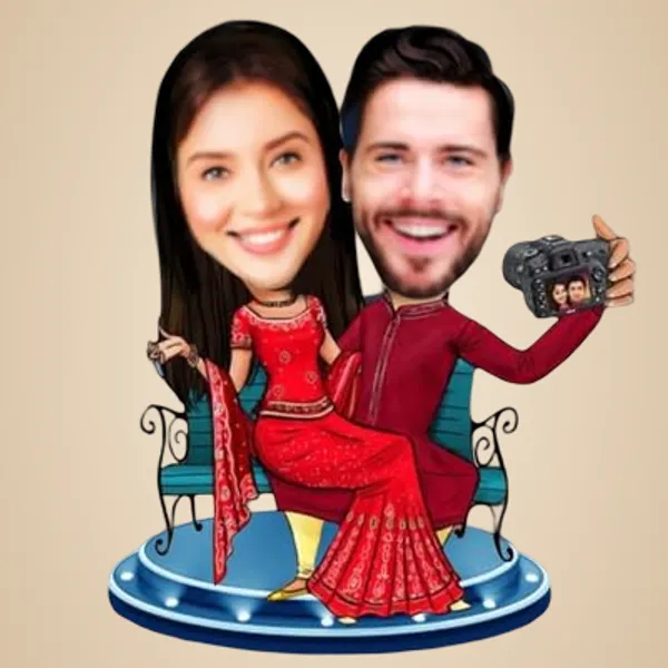 Multicolor_Premium_Personalized_Couple_Caricature_Wooden_Cutout_With_Stand