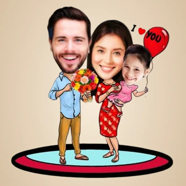 Multicolor_Premium_Personalized_Family_Caricature_Wooden_Cutout