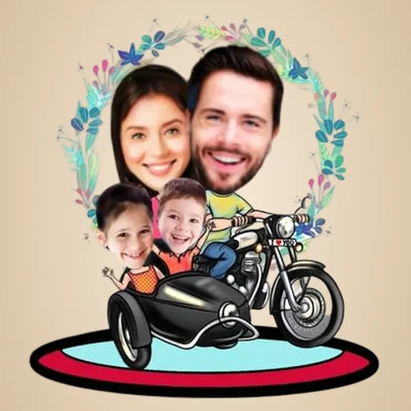 Multicolor_Premium_Personalized_Family_Caricature_Wooden_Cutout
