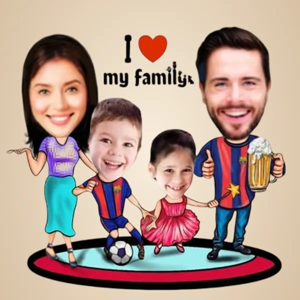 Multicolor_Premium_Family_Caricature_Wooden_Cutout