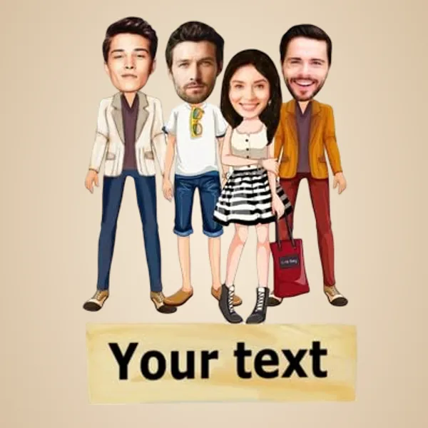 Multicolor_Premium_Personalized_Caricature_With_Wooden_Base