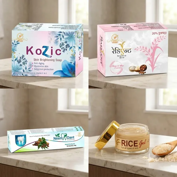 Light_Blue_Kozic_Skin_Brightening_Soap_(Pack_Of_3)_&_Lavender_Radiant_Rice_Soap_(Pack_Of_4)_&_White_And_Light_Blue_Neem_Dant_Toothpaste_(Pack_Of_5)_&_Golden_Yellow_Rice_Gel_(Combo_of_5)