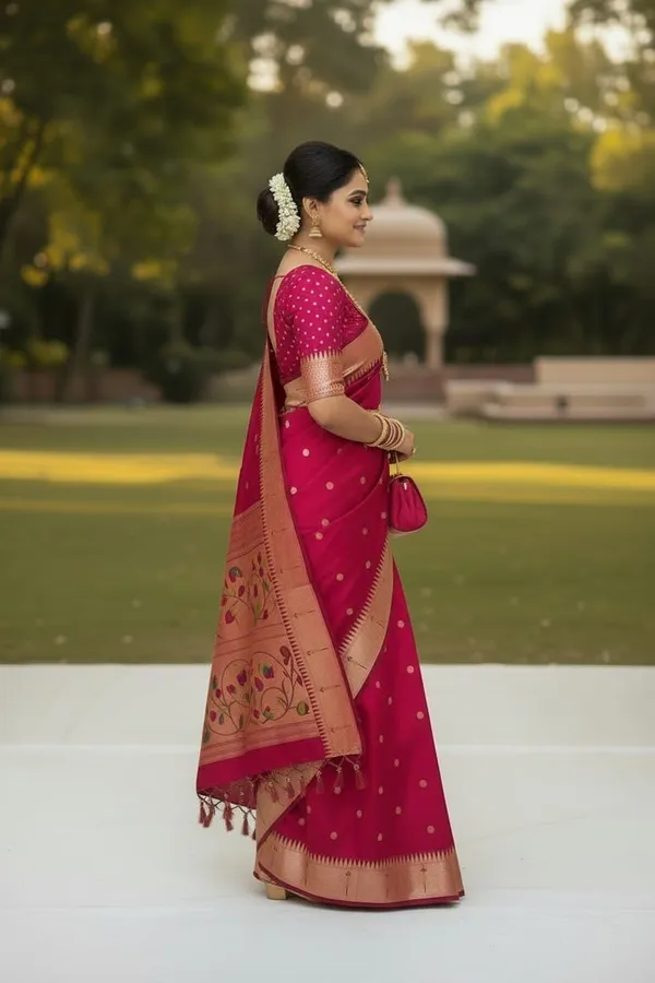 Rani_Pink_Pure_Banarasi_Soft_Silk_Maharashtra_Special_Paithani_Saree_With_Blouse
