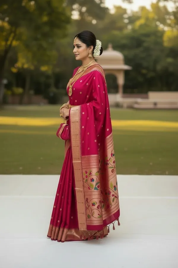 Rani_Pink_Pure_Banarasi_Soft_Silk_Maharashtra_Special_Paithani_Saree_With_Blouse