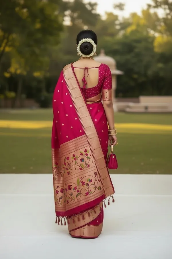 Rani_Pink_Pure_Banarasi_Soft_Silk_Maharashtra_Special_Paithani_Saree_With_Blouse