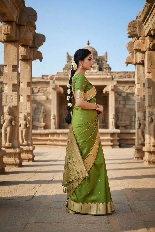 Mehendi_Pure_Banarasi_Soft_Silk_Maharashtra_Special_Paithani_Saree_With_Blouse