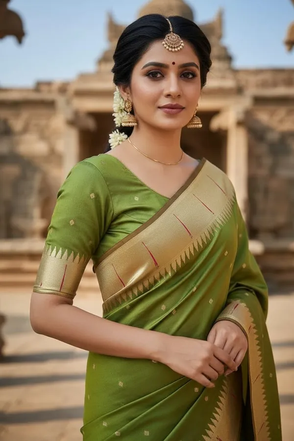 Mehendi_Pure_Banarasi_Soft_Silk_Maharashtra_Special_Paithani_Saree_With_Blouse