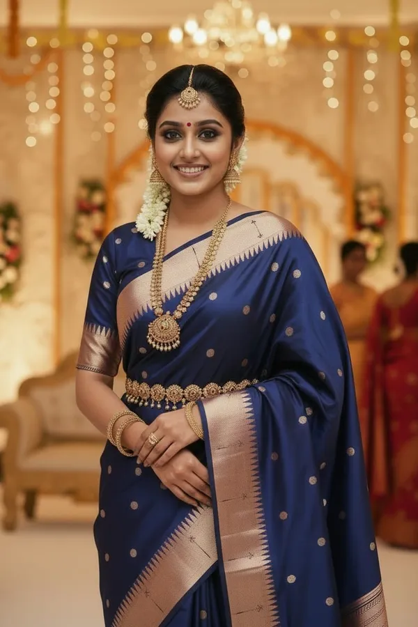 Navy_Blue_Pure_Banarasi_Soft_Silk_Maharashtra_Special_Paithani_Saree_With_Blouse