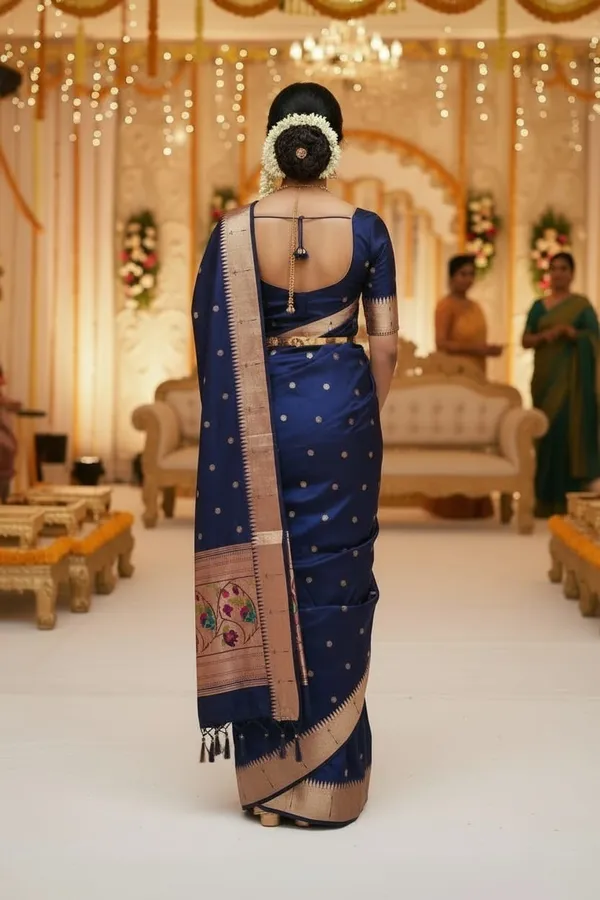 Navy_Blue_Pure_Banarasi_Soft_Silk_Maharashtra_Special_Paithani_Saree_With_Blouse