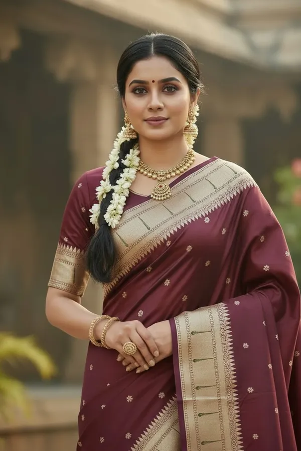 Maroon_Pure_Banarasi_Soft_Silk_Maharashtra_Special_Paithani_Saree_With_Blouse
