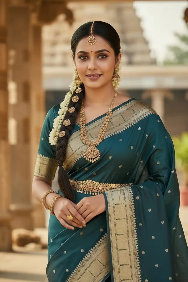Peacock_Green_Pure_Banarasi_Soft_Silk_Maharashtra_Special_Paithani_Saree_With_Blouse