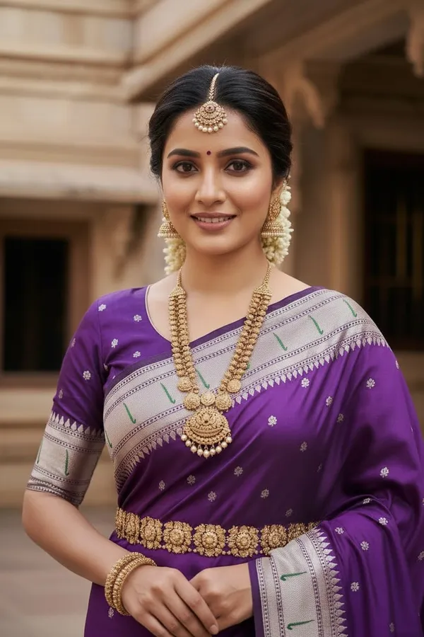 Purple_Pure_Banarasi_Soft_Silk_Maharashtra_Special_Paithani_Saree_With_Blouse