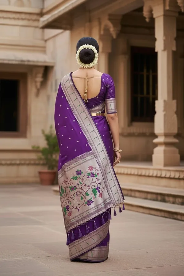 Purple_Pure_Banarasi_Soft_Silk_Maharashtra_Special_Paithani_Saree_With_Blouse
