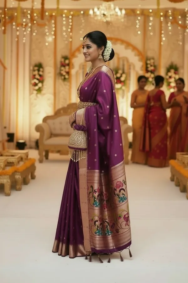 Magenta_Pure_Banarasi_Soft_Silk_Maharashtra_Special_Paithani_Saree_With_Blouse